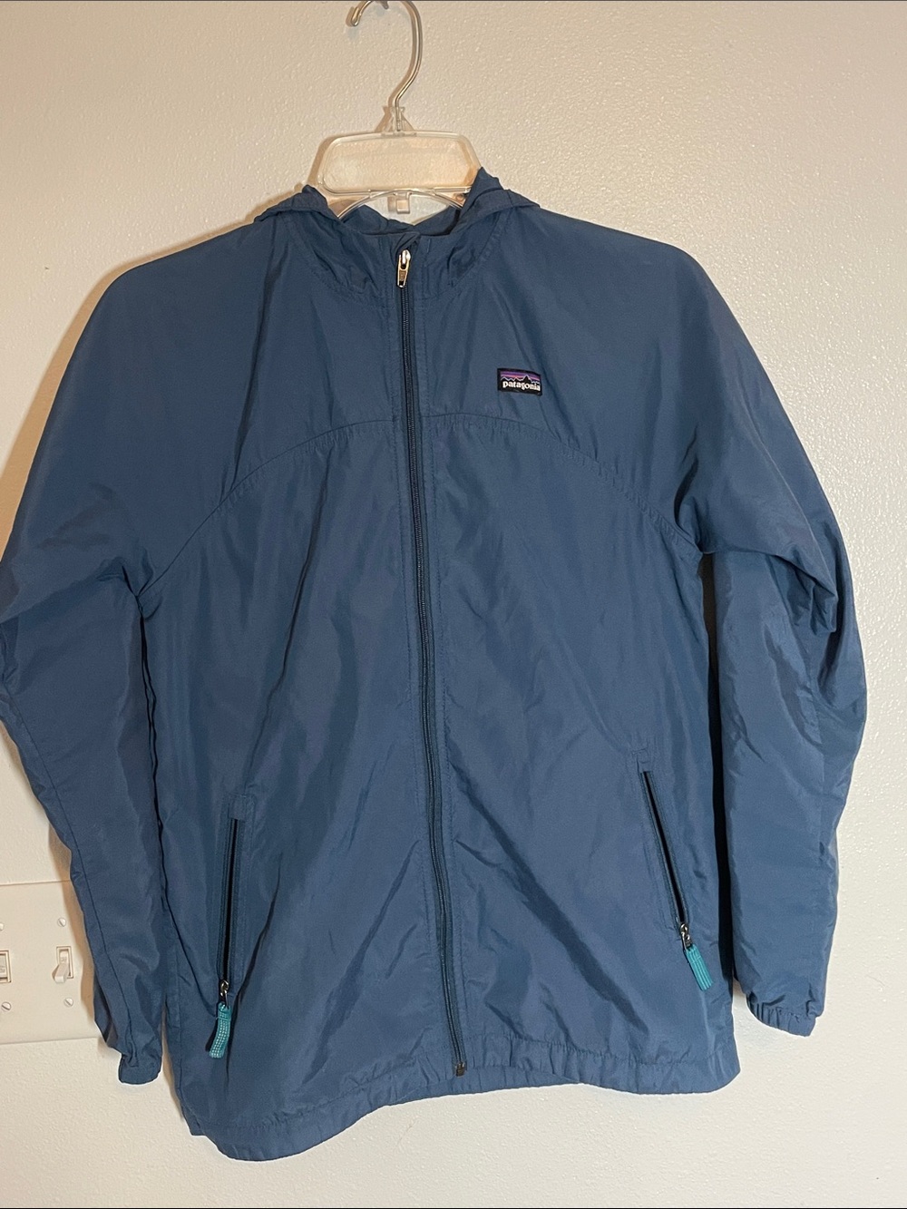 Patagonia Navy Hooded Kids Rain Jacket
